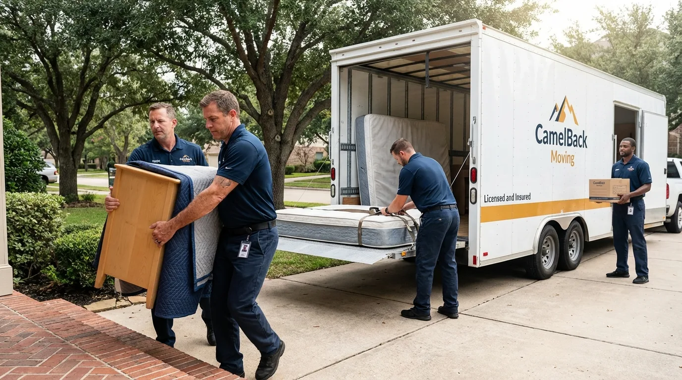 Crew loading residential truck for cross-state move from Elgin, IL